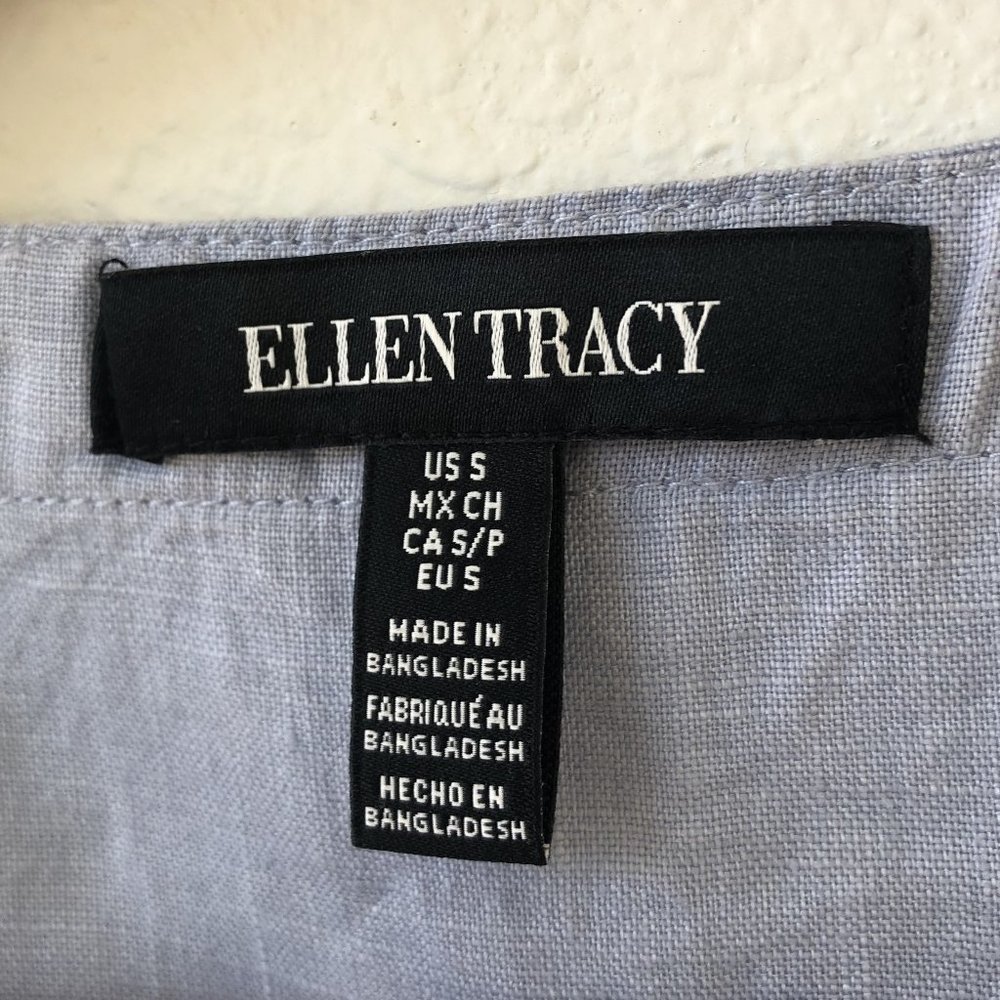 Ellen Tracy, Sz S, Blue Linen, Tassel Zip Front - Picture 4 of 5